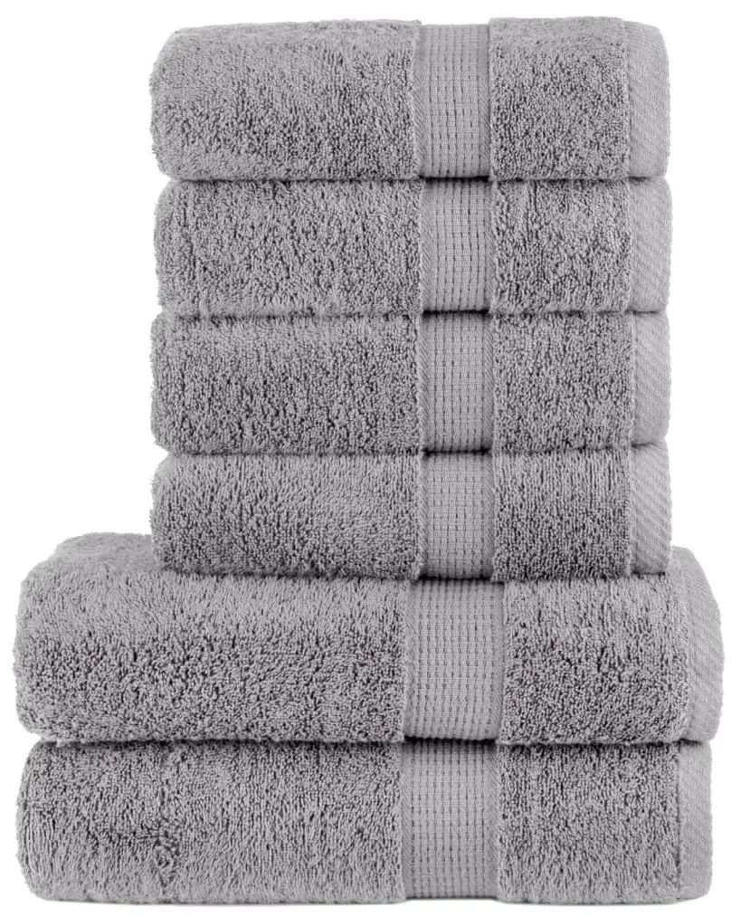 6pcs Conjunto toalhas banho premium SOLUND 600 gsm cinza