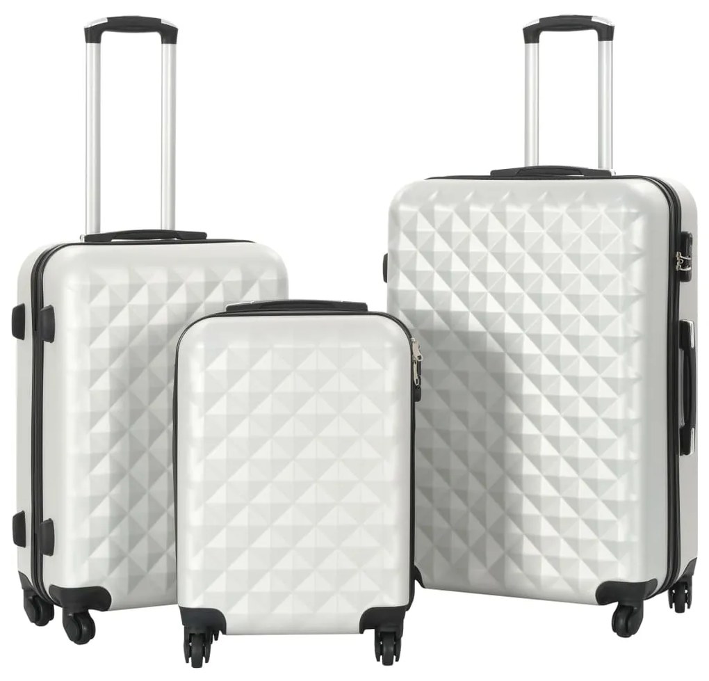 vidaXL Conjunto de tróleis estojo rígido 3 pcs ABS prateado brilhante
