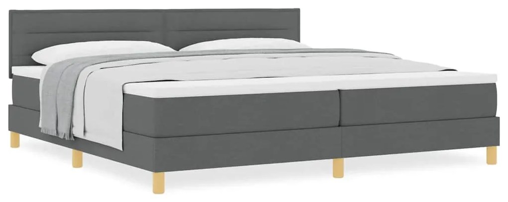 Cama Box Spring com Colchão Cinza Escuro 200x200 cm Tecido