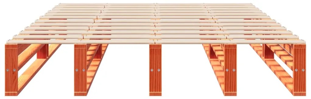Cama sem colchão 135x190 cm madeira pinho maciça castanho-mel