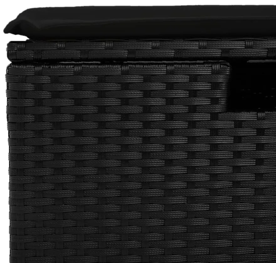 Banco de jardim com almofadão 55x55x37 cm vime PE preto