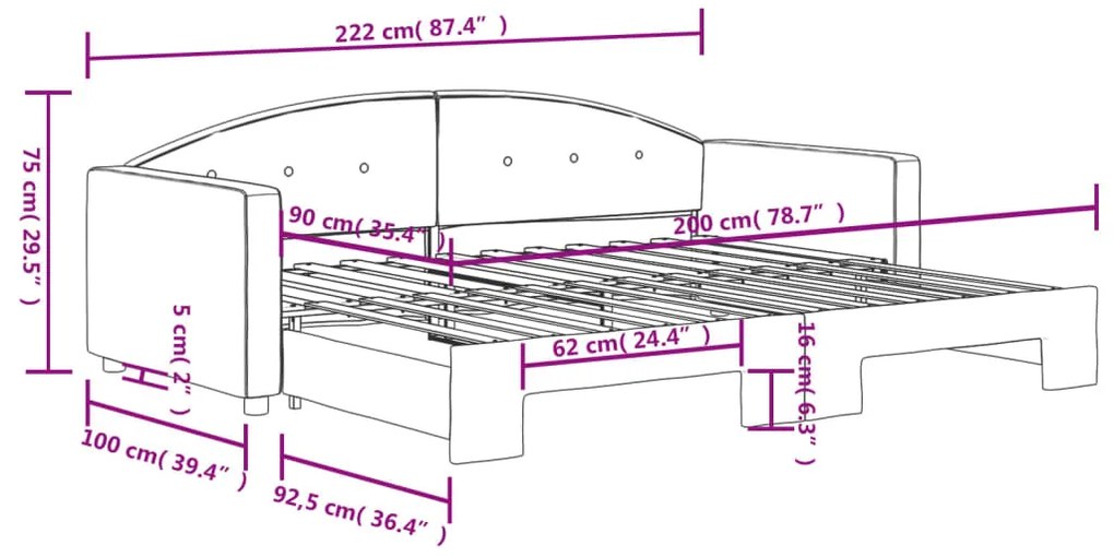 Sofá-cama com gavetão 90x200 cm veludo cinzento-claro