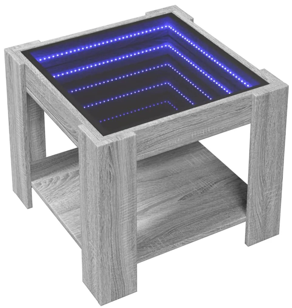 Mesa de centro c/ LEDs 53x53x45 cm derivados de madeira