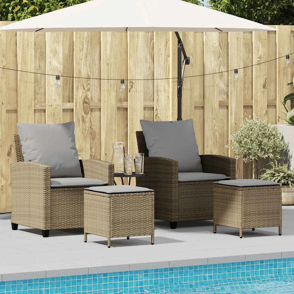 vidaXL 4 pcs conjunto de sofás para jardim c/ almofadões vime PE bege