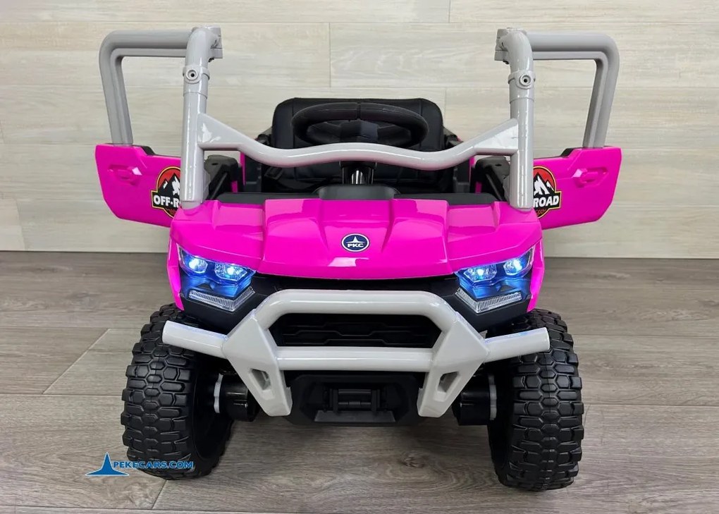 Carro elétrico para crianças 1 a 6 anos 12V 4x4 Buggy 1000RR rodas borracha e controlo remoto Rosa