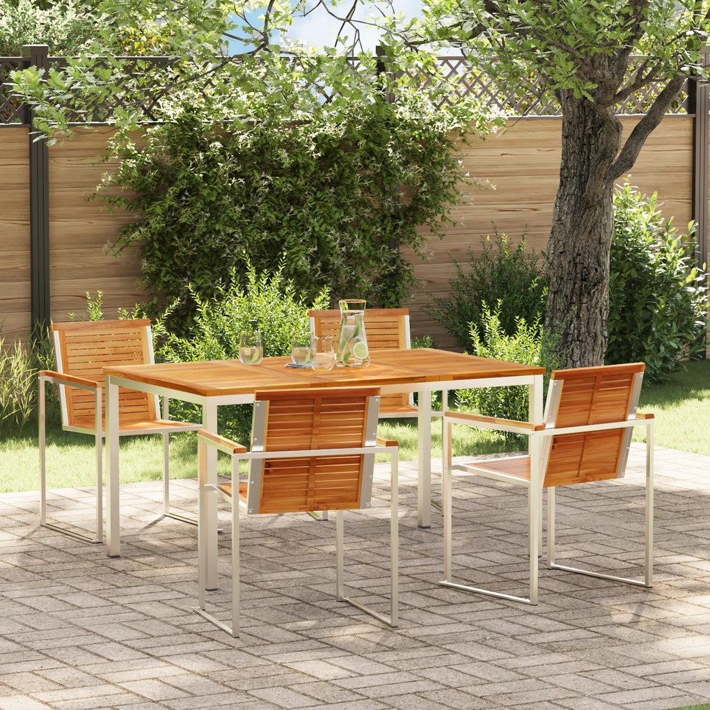 vidaXL Conjunto de Jantar de Jardim com 5 Peças em Madeira Sólida de Teca