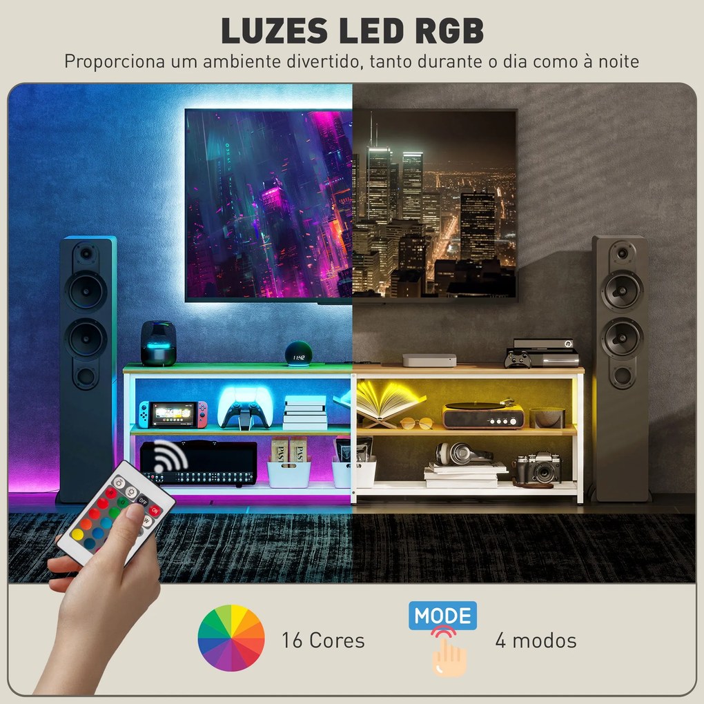 Móvel de TV Estilo Industrial Móvel de TV para Sala de Estar com Luzes