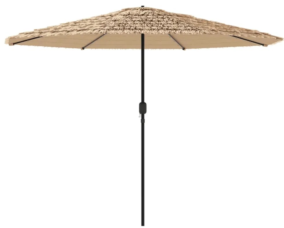 Guarda-sol c/ luzes LED e poste de aço 388x388x248 cm castanho