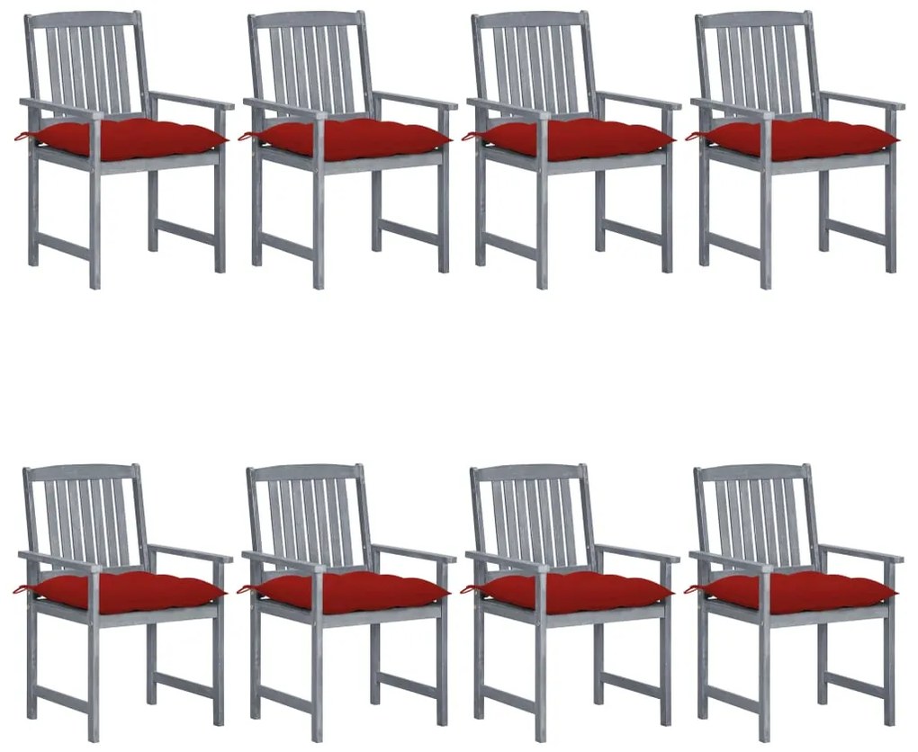 vidaXL Cadeiras de jardim c/ almofadões 8 pcs acácia maciça cinzento