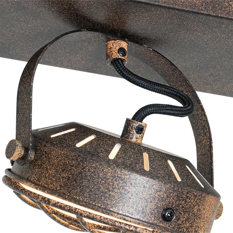 Candeeiro de tecto vintage marrom ferrugem 3-luzes- TAMINA Industrial