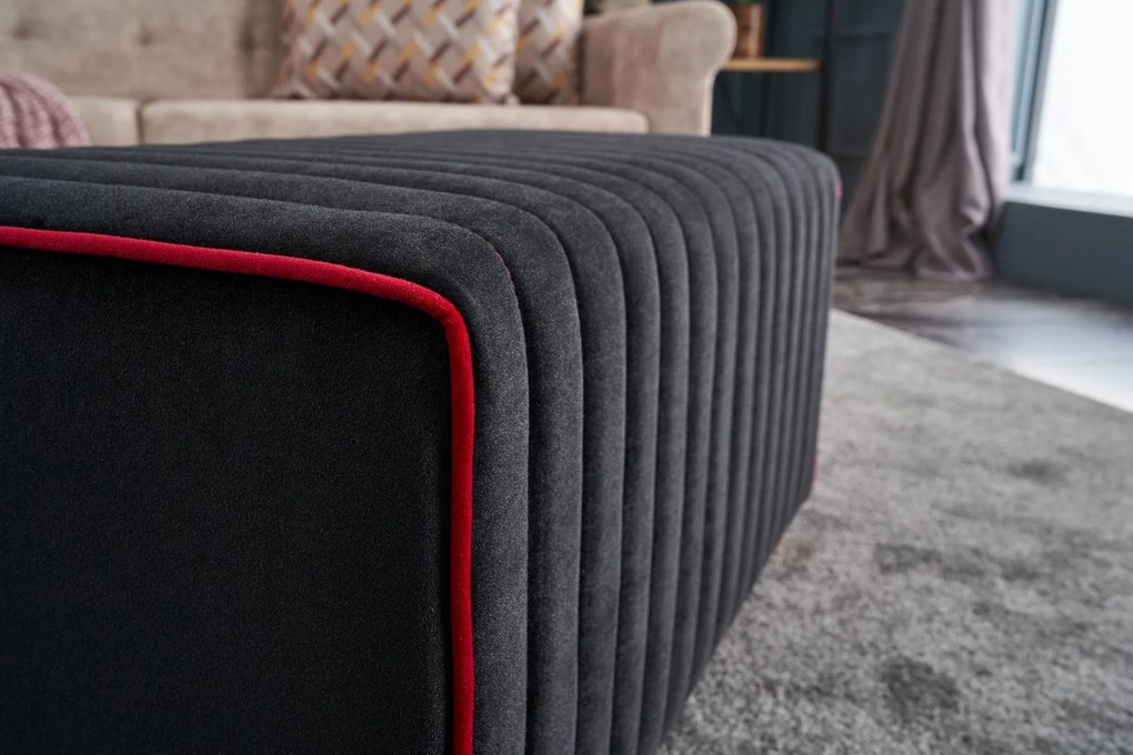 Pouffe Mabel – Anthracite/Pink – 80x40x40 cm