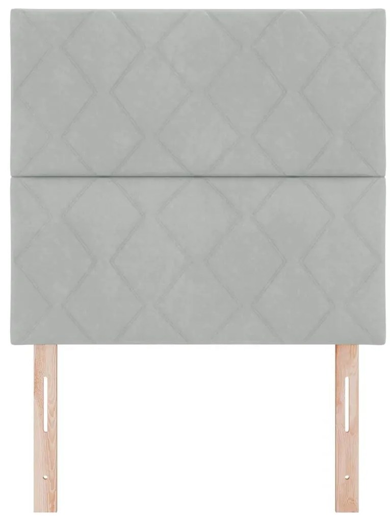 Cabeceira com design de blocos de diamante em veludo cinza claro