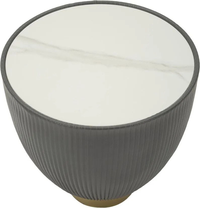 MESA DE CENTRO ELGE Ø 46X45 CM CINZA, DOURADO E BRANCO