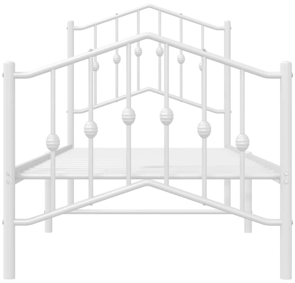 Estrutura de cama com cabeceira e pés 75x190 cm metal branco