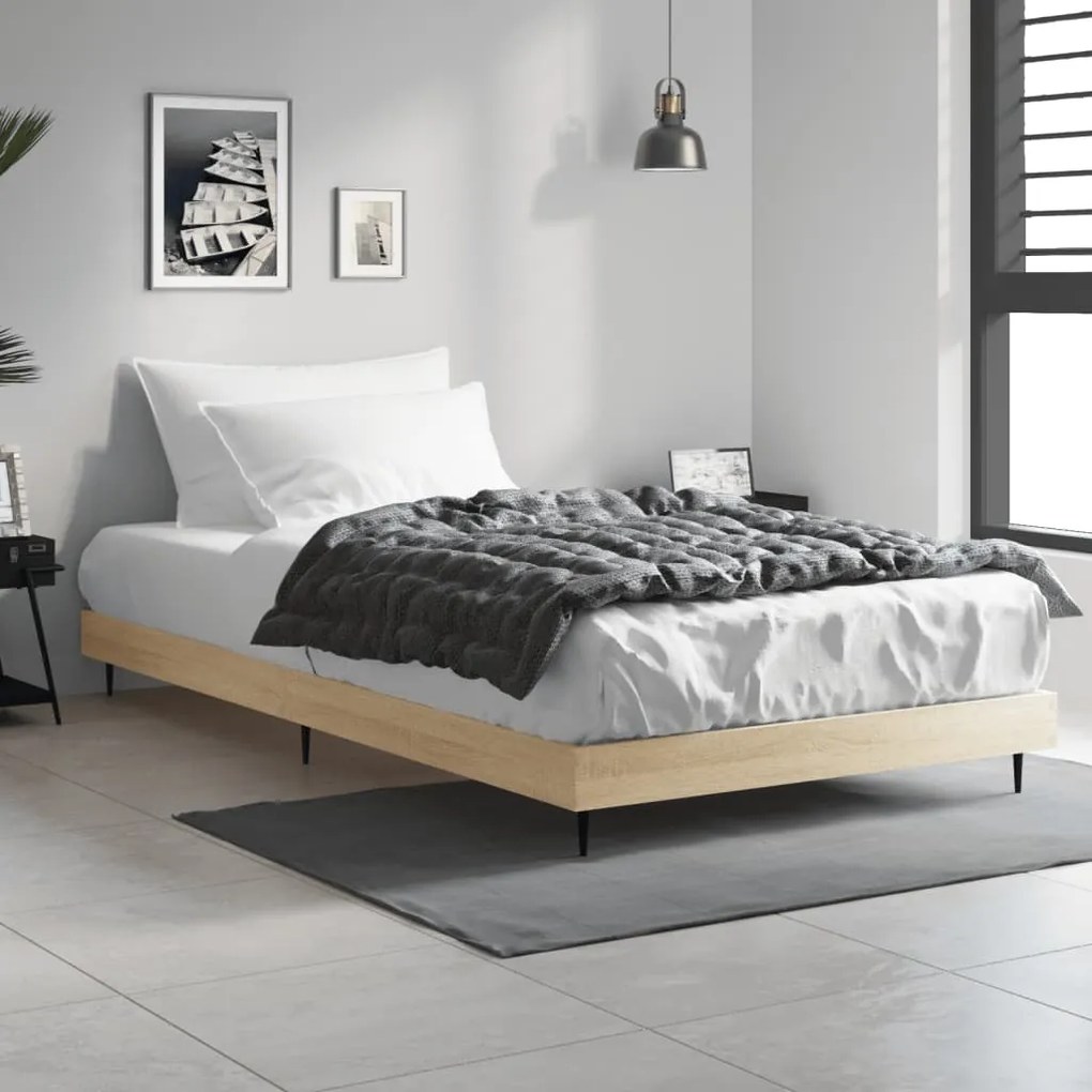 vidaXL Estrutura cama s/ colchão derivados de madeira carvalho sonoma