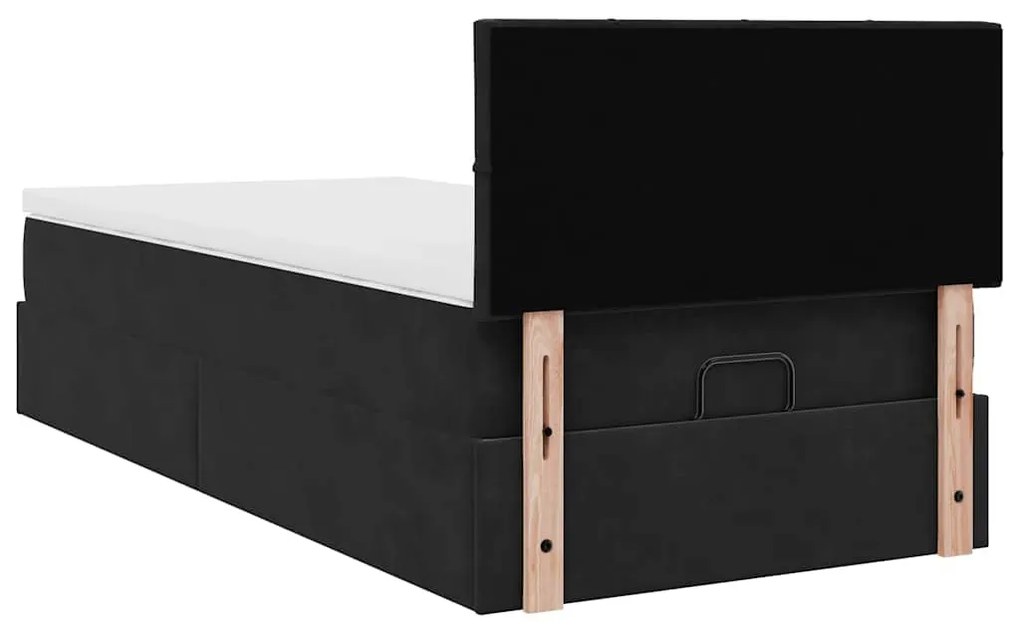Estrutura de cama otomana vidaXL com colchão preto 100x200cm Veludo