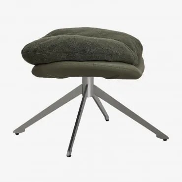 Pufe Giratório Amanda Bouclé Em Tecido Bouclé Verde Army - Sklum