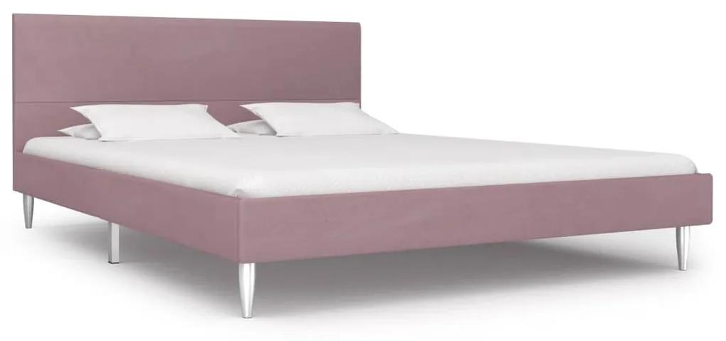 280958 vidaXL Estrutura de cama 140x200 cm tecido cor-de-rosa