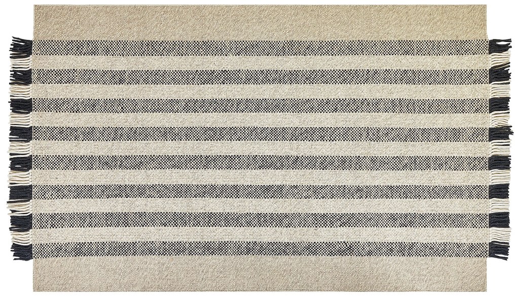Tapete de lã branca e preta 140 x 200 cm TACETTIN Beliani