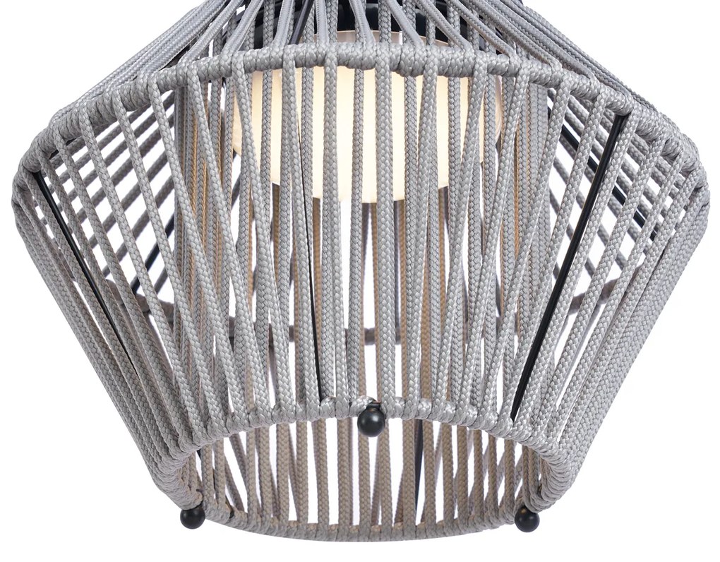 Candeeiro de mesa boémio cinzento com LED regulável em 3 níveis IP54 recarregável por energia solar - Duco Boêmio