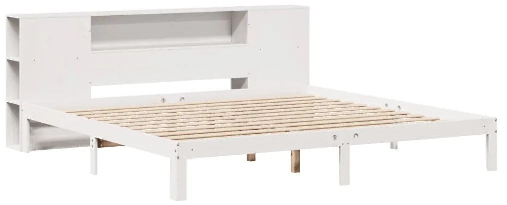 Cama com estante sem colchão 180x200 cm pinho maciço branco