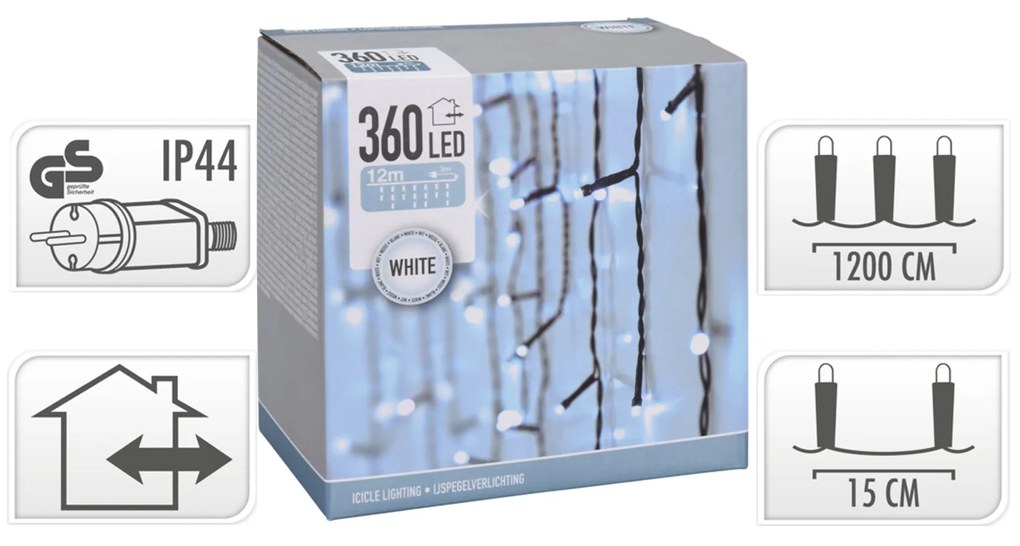 Cortina 360 Leds Luz Fria 12M