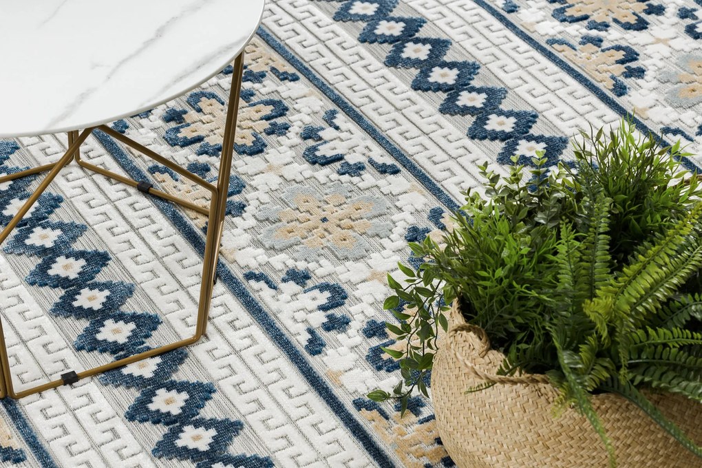 Carpet Structural BOTANIC 65252 Boho, tecido plano na varanda, terraço - cinza
