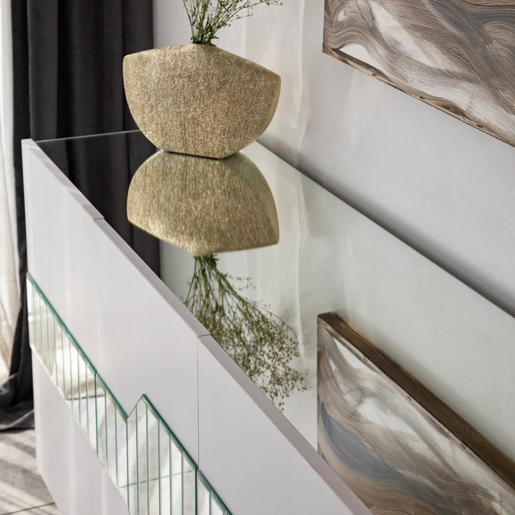 Console Milan – Branco/Dourado – 180 x 80 x 40 cm