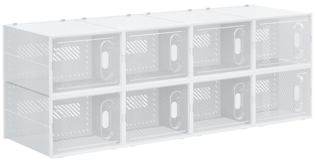 HOMCOM Armário Modular de Plástico Sapateira Modular com 8 Cubos Portas Magnéticas Organizador de Sapatos para Entrada Corredor Dormitório 28x36x21cm Transparente