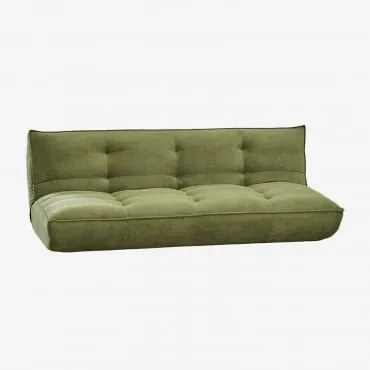 Sofá-cama De 3 Lugares Estofado Mati Tecido Verde Azeitona Intenso - Sklum