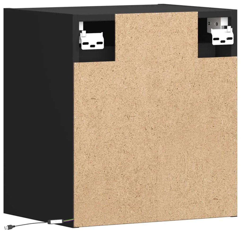Móveis de parede p/ TV com luzes LED 2 pcs 41x31x45 cm preto