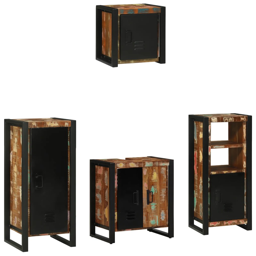 vidaXL Conjunto de Móveis para Banheiro com prateleira com armazenamento com porta 4 pcs