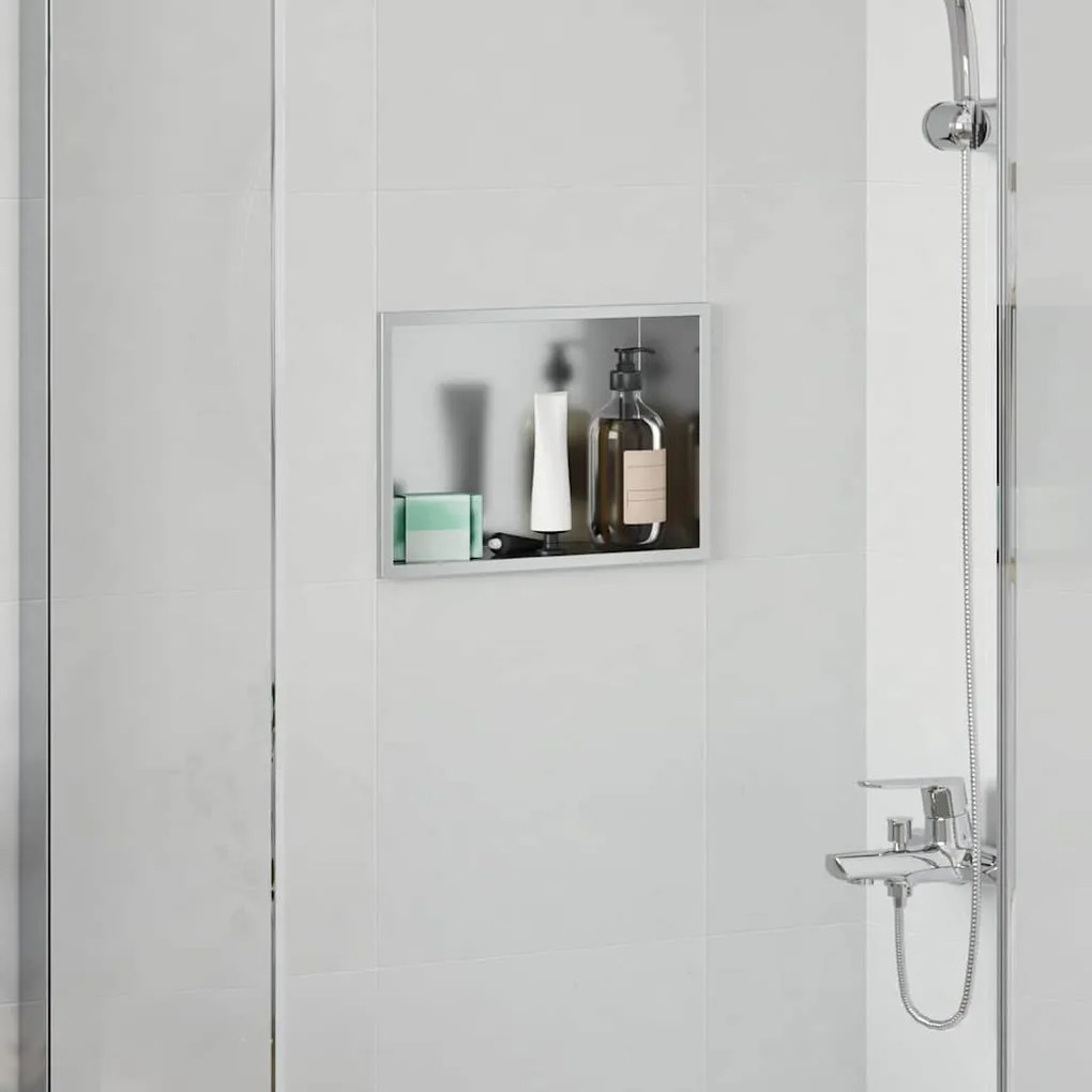 vidaXL Nichos de Chuveiro Prateado 30 x 20 x 9.5 cm Aço inoxidável