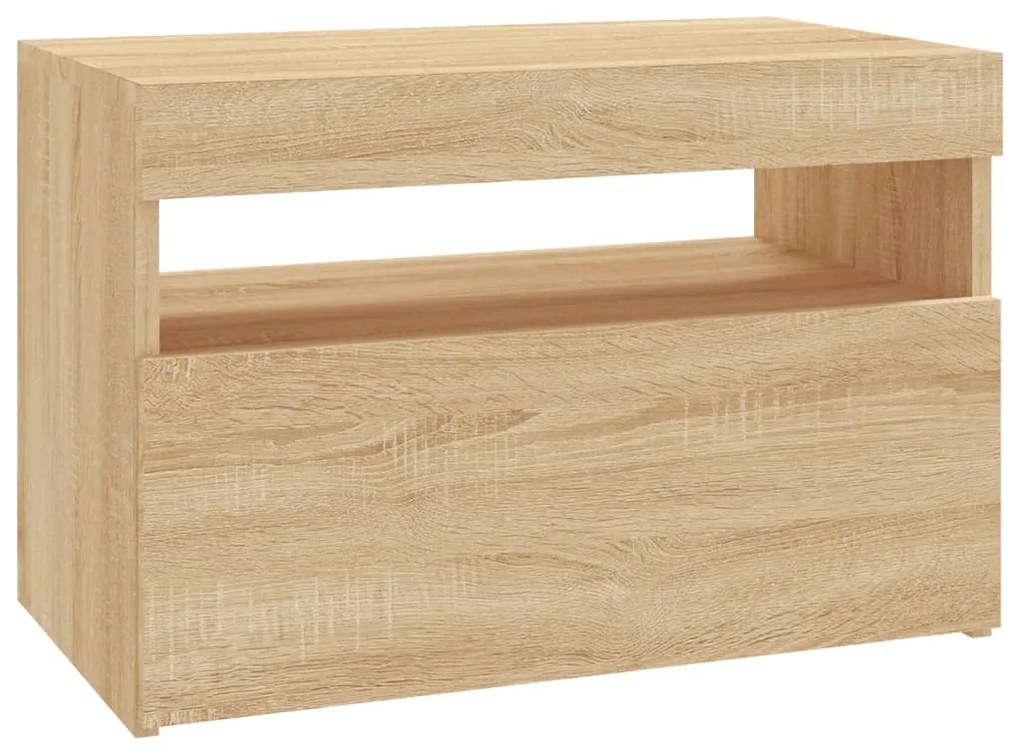 Móvel de TV com luzes LED 60x35x40 cm carvalho sonoma