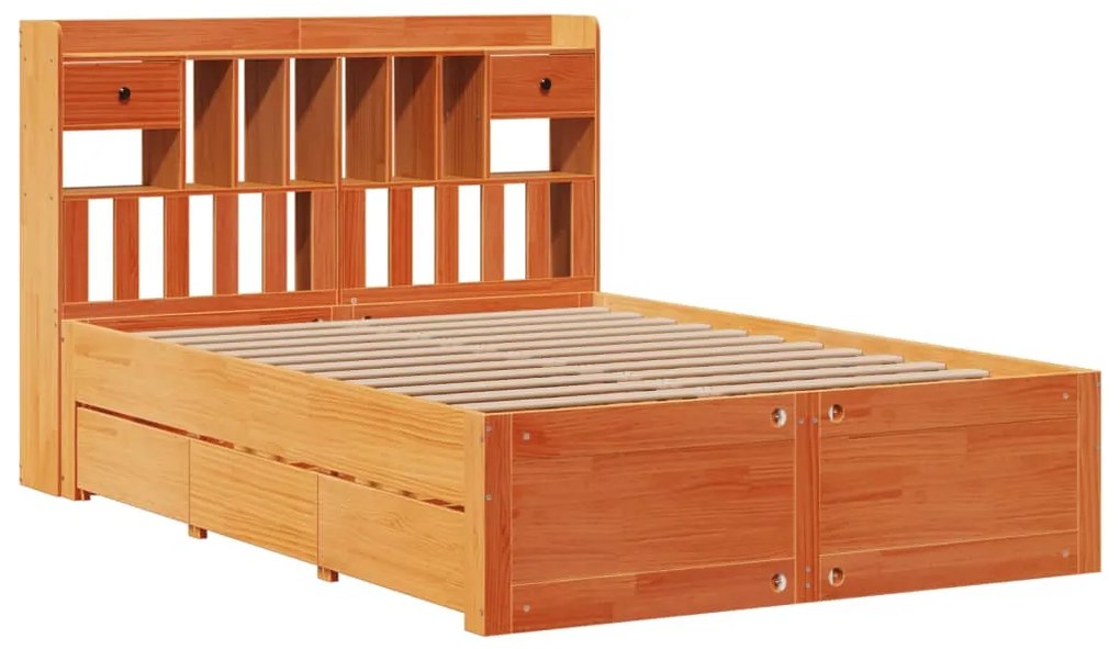 Cama com estante sem colchão 140x200 cm pinho maciço