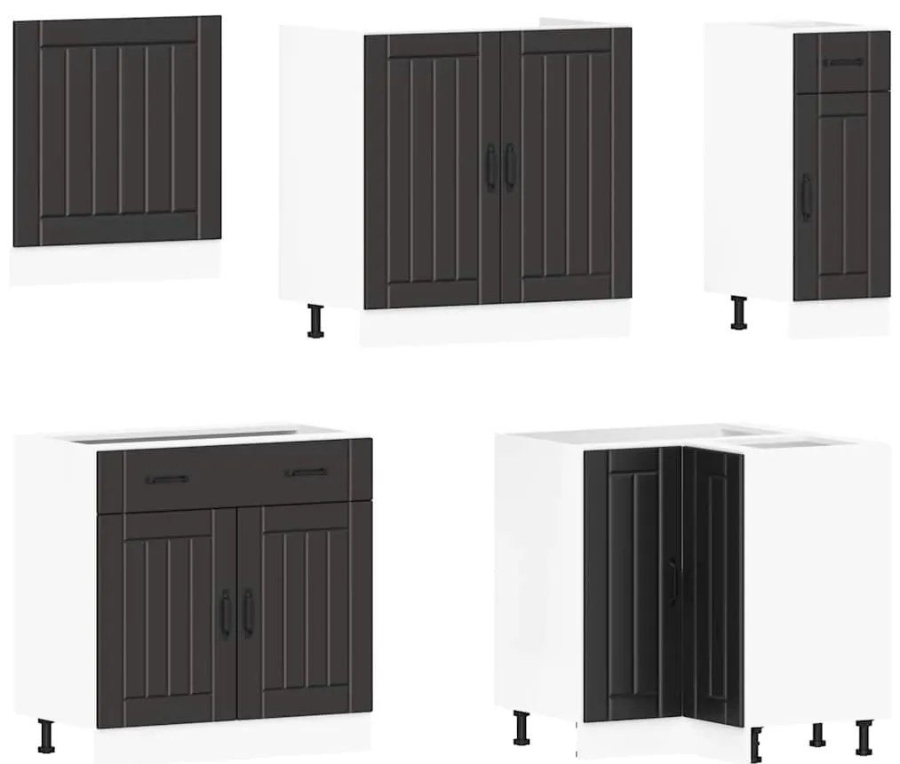 11 peças armário de cozinha conjunto Lucca preto