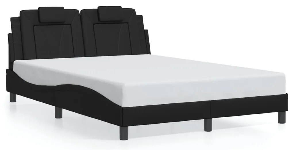 Estrutura cama c/ luzes LED 140x190 cm couro artificial preto
