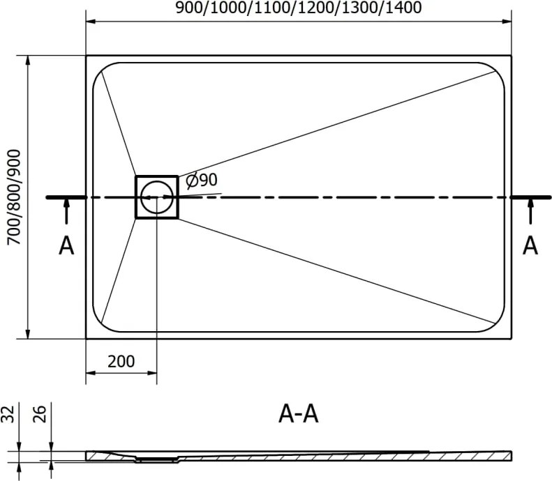Mexen Bert base de duche retangular SMC 120 x 90 cm, branco - 4K109012