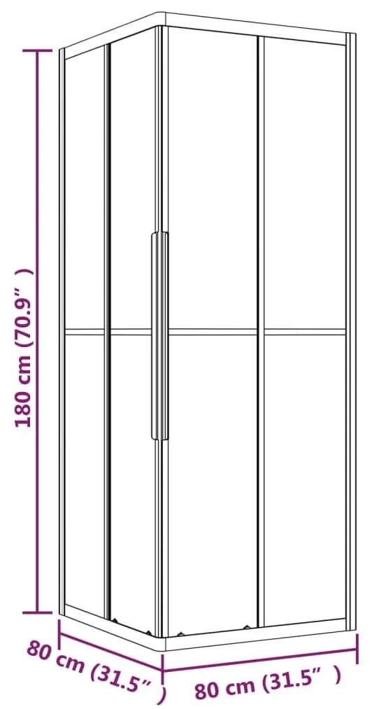 Cabine de duche ESG opaco 80x80x180 cm preto