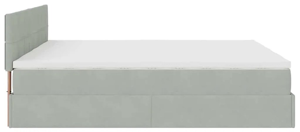 Estrutura cama otomana colchões 180x200cm veludo cinzento claro