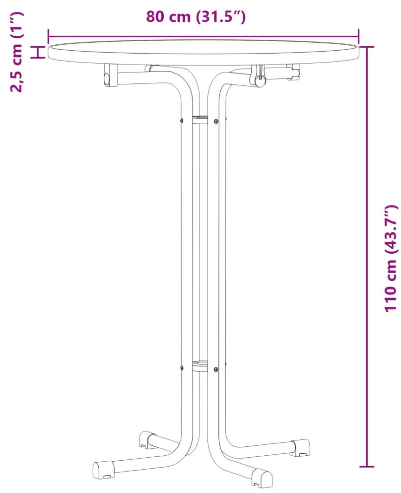 Mesa de jantar Ø80x110 cm derivados de madeira e aço preto