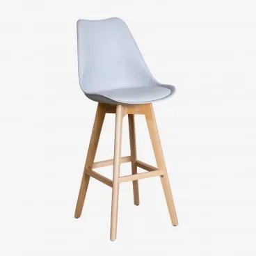 Banco Alto Nórdico Com Almofada De Couro Sintético Cinza Delfín & ↑75 Cm - Sklum