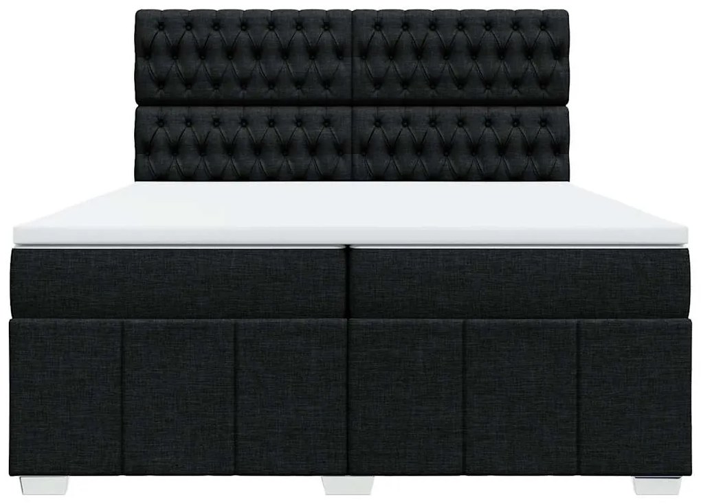 Cama com molas/colchão 200x200 cm tecido preto