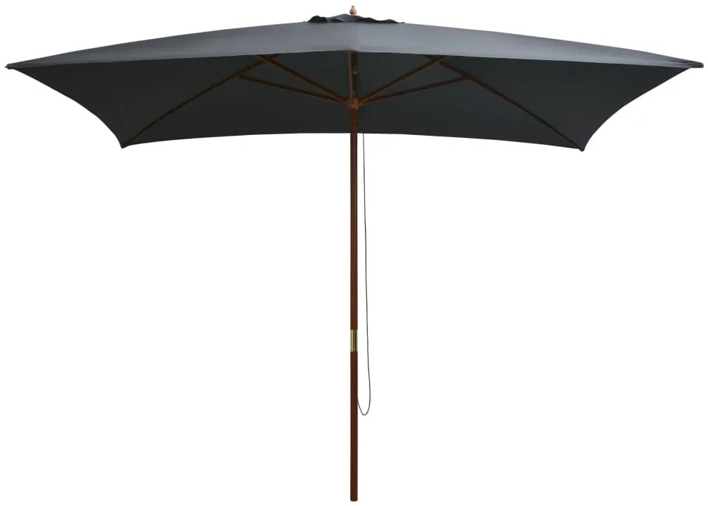 vidaXL Guarda-sol de exterior c/ mastro de madeira 200x300cm antracite
