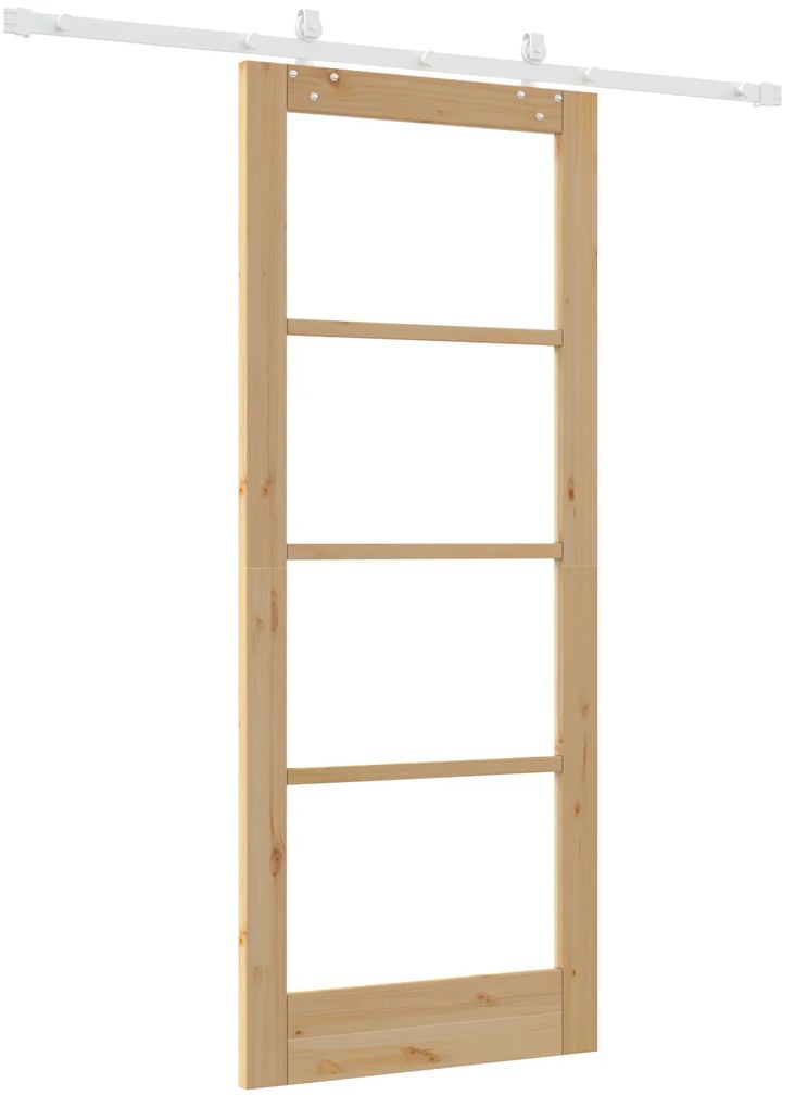 Conjunto de Porta Deslizante vidaXL com Hardware 83x202 cm Madeira Sól