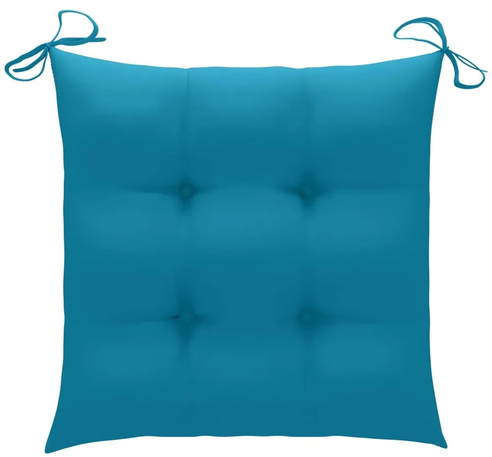 Cadeiras de jardim c/ almofadões azul-claro 2 pcs teca maciça