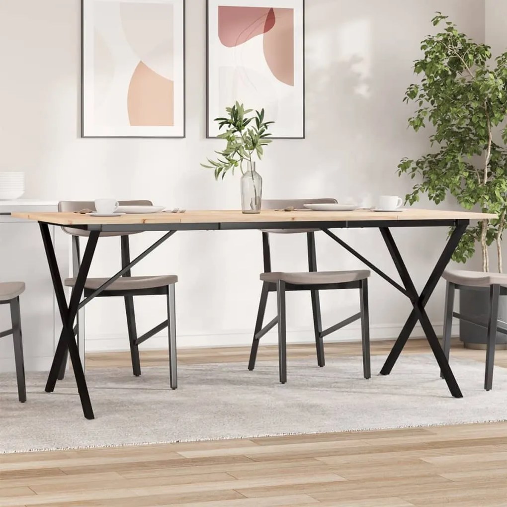 Mesa de jantar estrutura em X 180x90x75cm pinho e aço