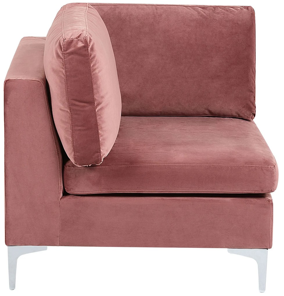 Sofá de canto de 5 lugares em veludo rosa com repousa-pés versão à direita EVJA Beliani