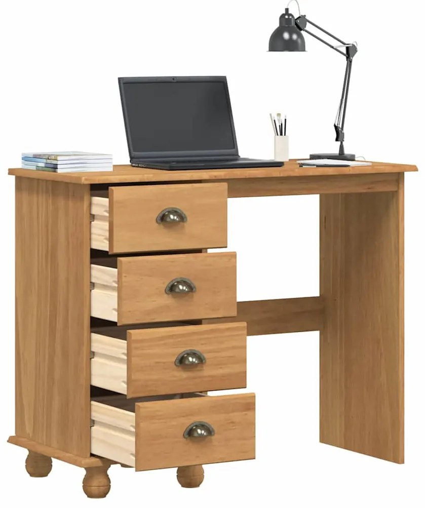 Mesa 'ASKIM'com Gavetas 95x40x75 cm Madeira Maciça de Pinus