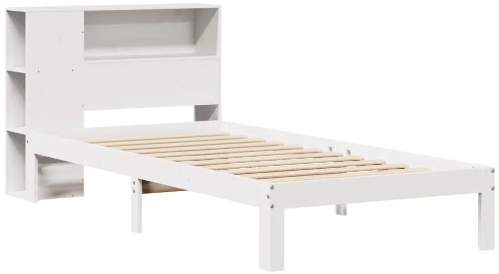 Cama com estante sem colchão 90x200 cm pinho maciço branco